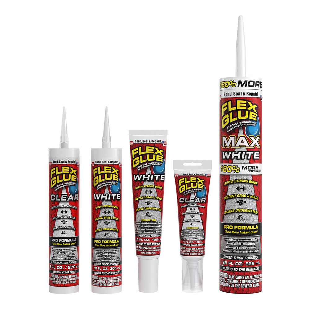 Flex Glue, Mini, Clear, Super Strong, Transparent, Rubberized Waterproof  Adhesive, Works Underwater, Use on Pools, Showers, Outdoors, Concrete,  Brick, Pavers, Masonry, UV Resistant 