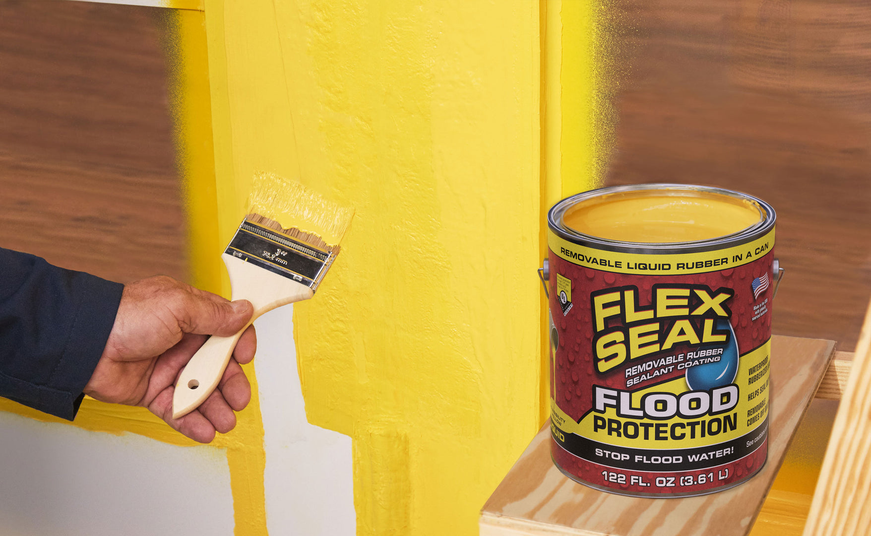 Flex Seal Family of Products 122 oz. in Yellow Liquid Flex Seal Flood Protection Rubber Sealant Coating (2-Pack)